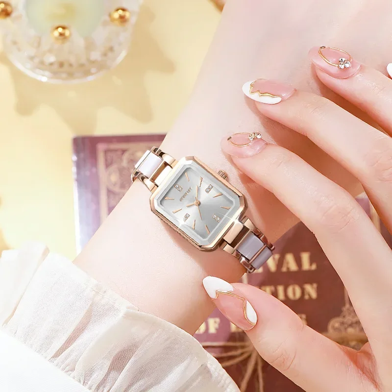 Reloj elegante a la moda para Mujer, relojes de cuarzo con esfera cuadrada versátil, relojes de pulsera de lujo para Mujer, Reloj para Mujer, Reloj para Mujer