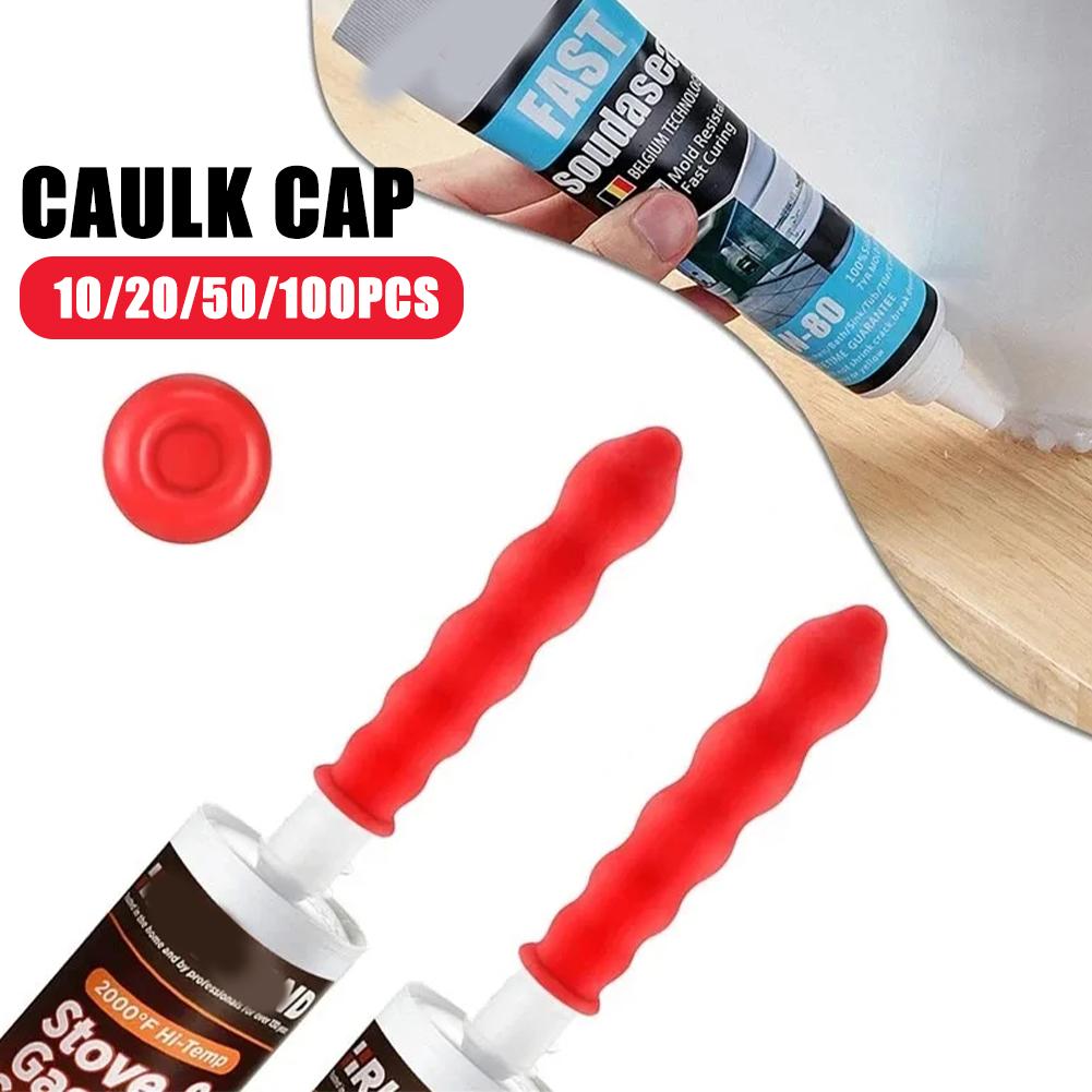 10pcs Caulking Gun Nozzles Cap Red Caulk Saving Caulk Saver Tube Covers for Sealing Preserving Finishing Construction Tools ﻿