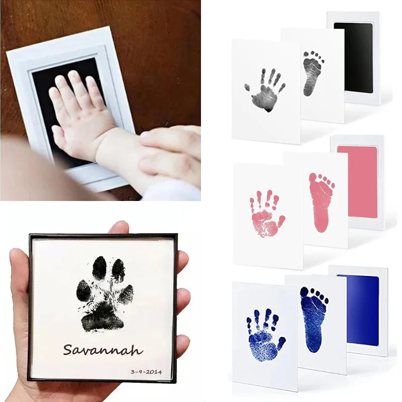 1/2 pçs seguro bebê mão pegada fabricantes sem toque recém-nascido nascimento lembrança kits almofada de tinta presente do bebê recém-nascido animal de estimação cão pata impressão