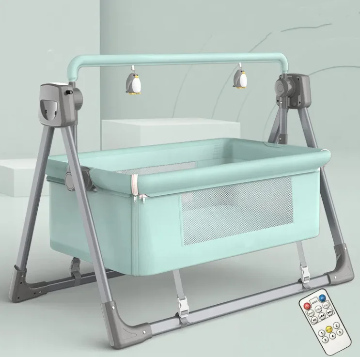 Custom Multi-function Electric Baby Rocking Cradle Bed Easy Foldable Baby Bassinet with Music Mosquito Net Electronic Baby Swing
