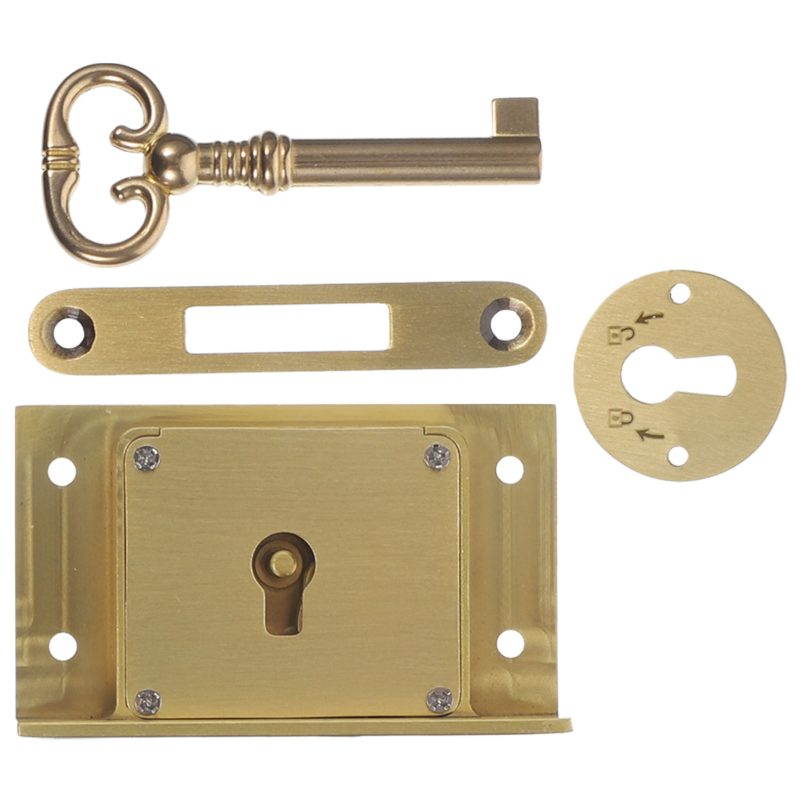 1 Set Square Brass Vintage Drawer Lock 4505B Dull Brushed Finish Furniture Cabinet Lock For Wooden Box File Filing Safe Storage