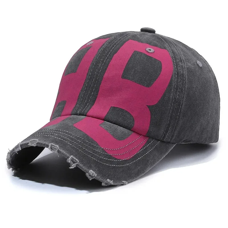 Berretto da baseball in denim lavato retrò Berretto parasole unisex morbido con lettera stampata Cappello versatile a becco d'anatra per uomo e donna