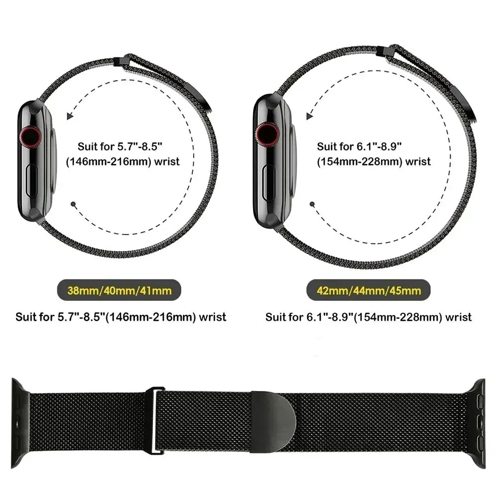 สายรัดแม่เหล็กสำหรับสายคาด Apple Watch 44มม. 40มม. 45มม. 41มม. 42มม. 38มม. สร้อยข้อมือสแตนเลส iWatch Series 8 SE 7 6 5 3