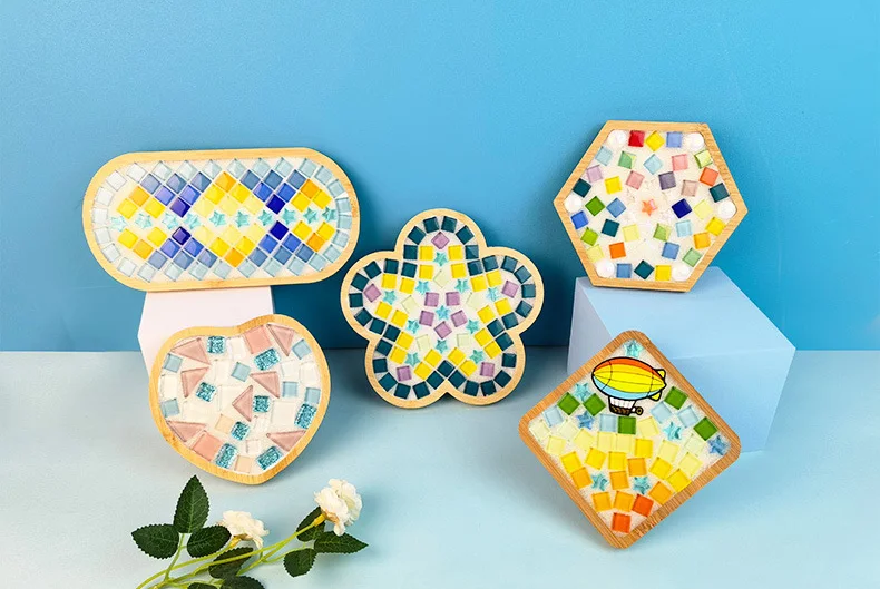 Tre Khảm Tự Làm Đế Lót Ly Tay Sáng Tạo Chất Liệu Cốc Thảm Placemat Khảm Pha Lê Thủ Công Dụng Cụ Trẻ Em Quà Tặng