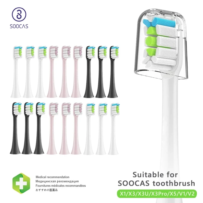 Ersatzbürstenköpfe für Xiaomi SOOCAS X3 X5 V1 X3U, 5–10 Borstenköpfe, elektrische Zahnbürste, Dupont-Borsten, versiegelt verpackt