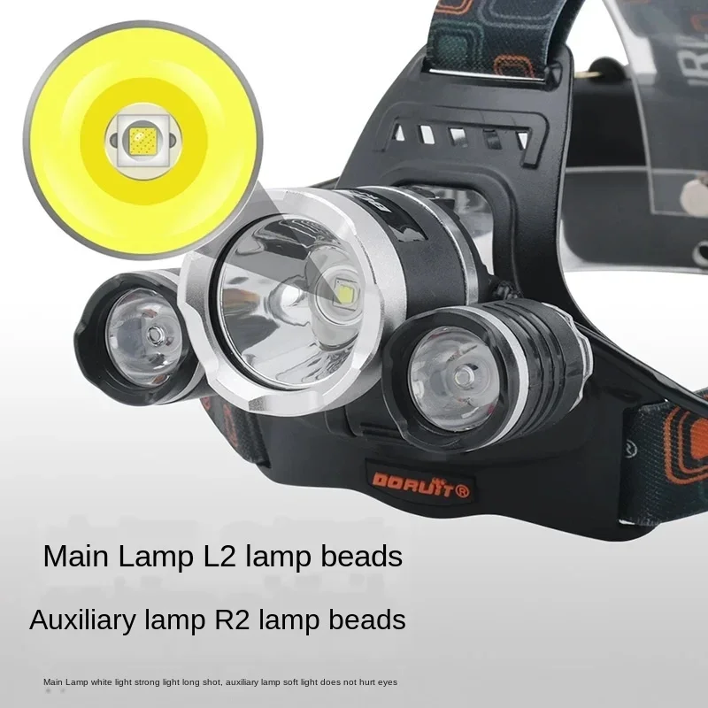 Lampada frontale a LED super luminosa Utilizza batteria 18650 Faro da pesca ricaricabile Caccia esterna Campeggio Lampada frontale impermeabile