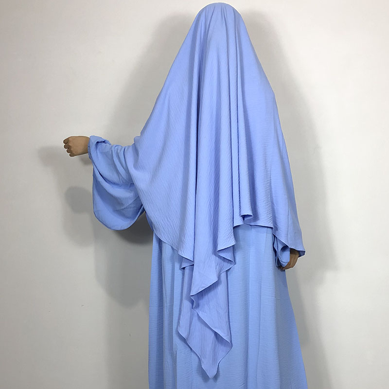 New One Layer Jazz Crepe Diamond Khimar High Quality Muslim EID Ramadan Islamic Clothing Tie Back Prayer Hijab Dropshipping