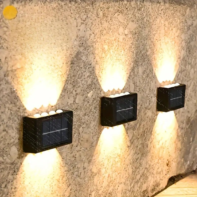 1 unidad de 6-10 LED solares para pared exterior, accesorios de iluminación decorativos para paisaje, adecuados para patio, Villa, valla, terraza y jardín