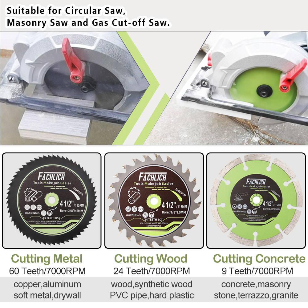 FACHLICH Dia115mm แผ่นตัดอลูมิเนียมโลหะทองแดงไม้ท่อ PVC คอนกรีตหินอ่อนหินใบเลื่อย Bore9.5mm 4.5 นิ้ว