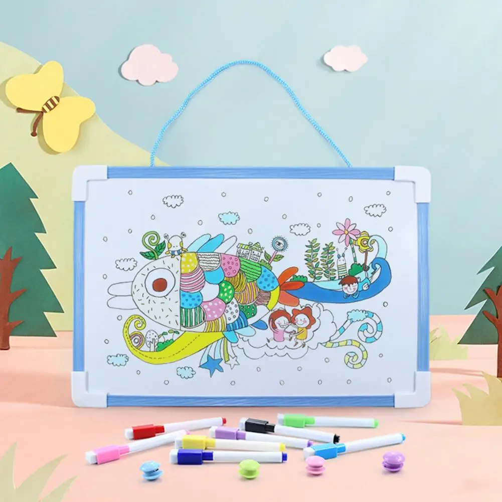 Magnetic Whiteboard Set with PVC Frame Smooth Writing Surface Erasable Writing Board Magnetic Dry Erase Board with Pen 2 Buckles