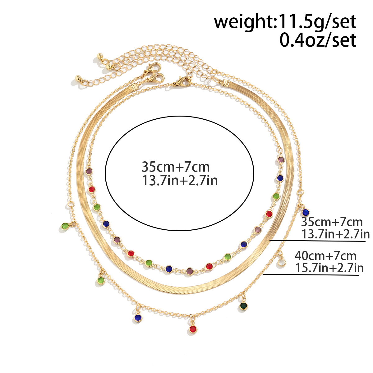 IngeSight.Z Boho 여성을위한 멀티 레이어 컬러 크리스탈 체인 초커 목걸이 빈티지 플랫 스네이크 체인 쇄골 짧은 목걸이