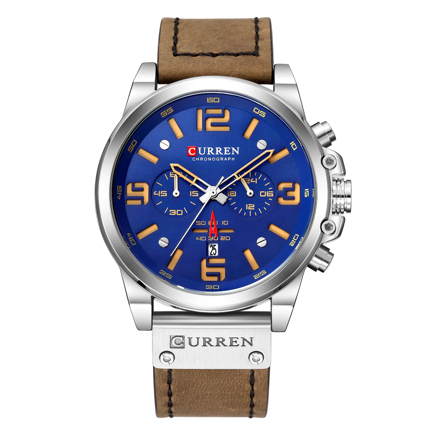 CURREN 8314นาฬิกาข้อมือสำหรับผู้ชายหนังควอตซ์แนวธุรกิจกันน้ำหกเข็มวันที่แฟชั่นลำลองหรูหรา