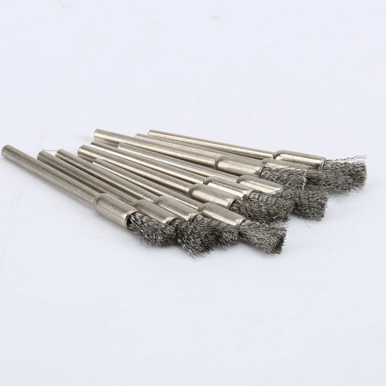 Bộ 10 Bút Chì Bút Thép Không Gỉ Gắn Dây Bánh Bàn Chải 3.17Mm Vít Mandrel Bộ Điện Dụng Cụ Quay Nhám dụng Cụ