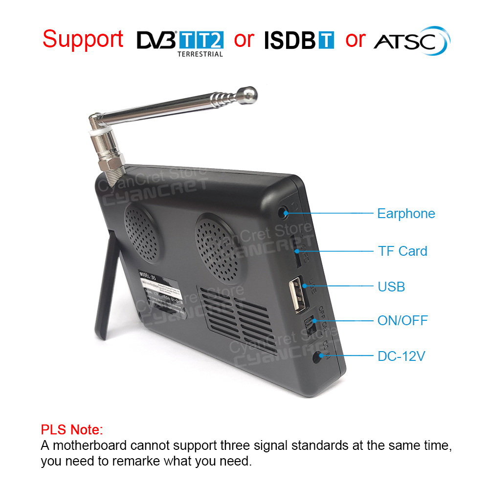 Leadstar bolso tv d5 5 Polegada DVB-T2 atsc ISDB-T tdt digital e analógico mini pequeno carro tv portátil suporte usb tf ac3