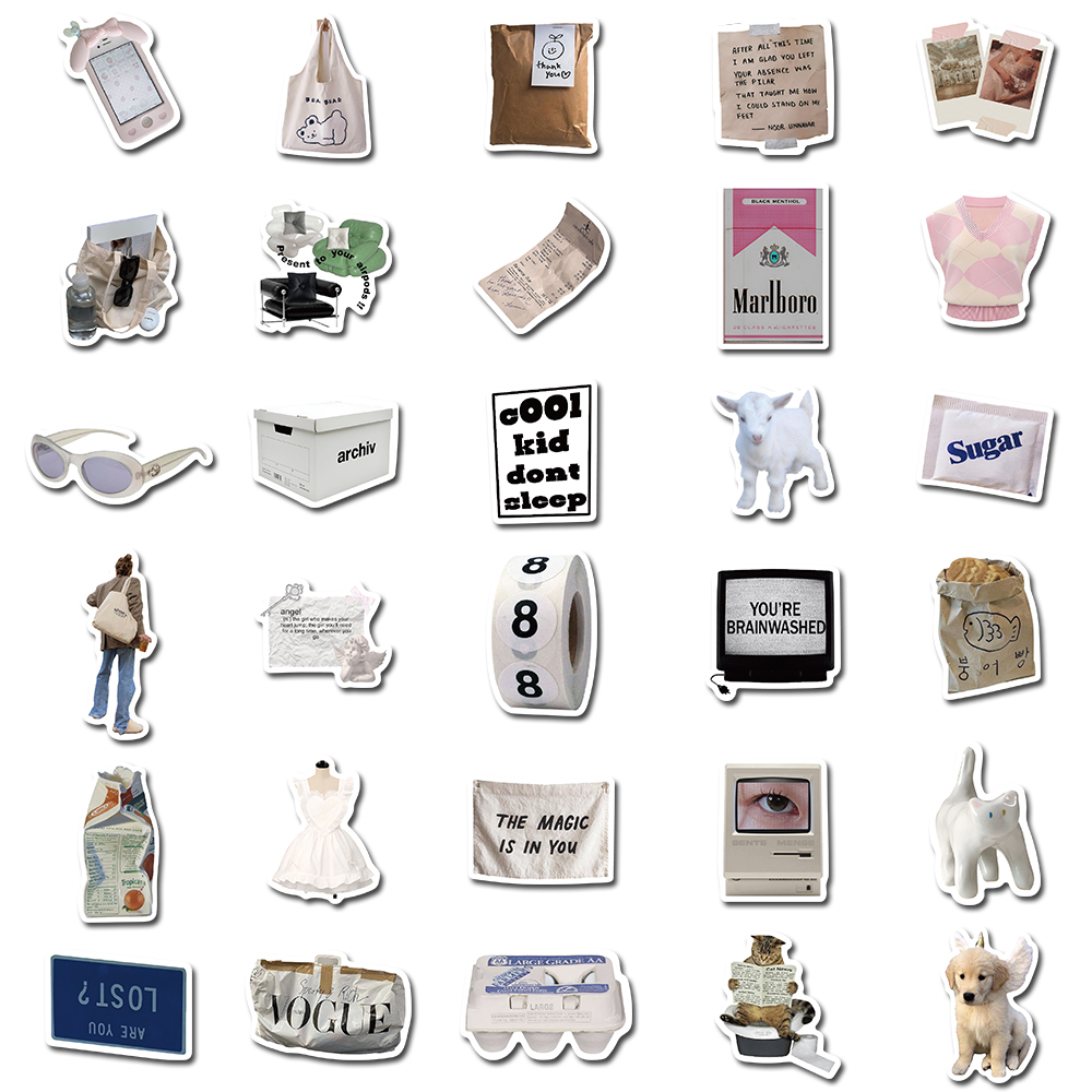 57 個ヴィンテージインシンプルかわいいステッカー韓国漫画デカール DIY キッズラップトップ冷蔵庫電話スクラップブッククール落書き装飾おもちゃ