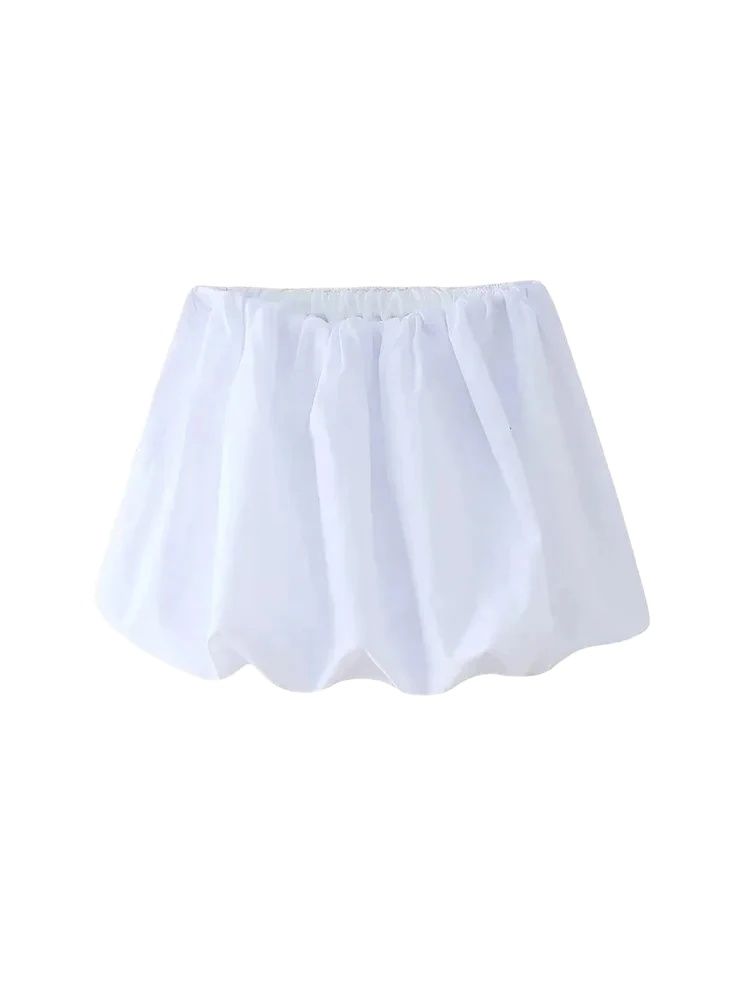 TRZA-Damen-Ballon-Minirock, mittlere elastische Taille, voluminöser Saum, Damenröcke, modisch