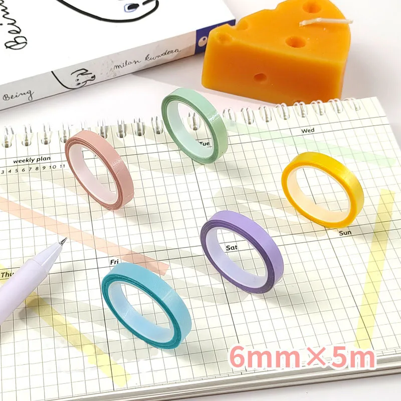 5 rollos de pestañas de índice fluorescentes transparentes, banderas, 5 colores, libro de anotaciones, nota adhesiva, cinta resaltadora, suministros escolares y de oficina