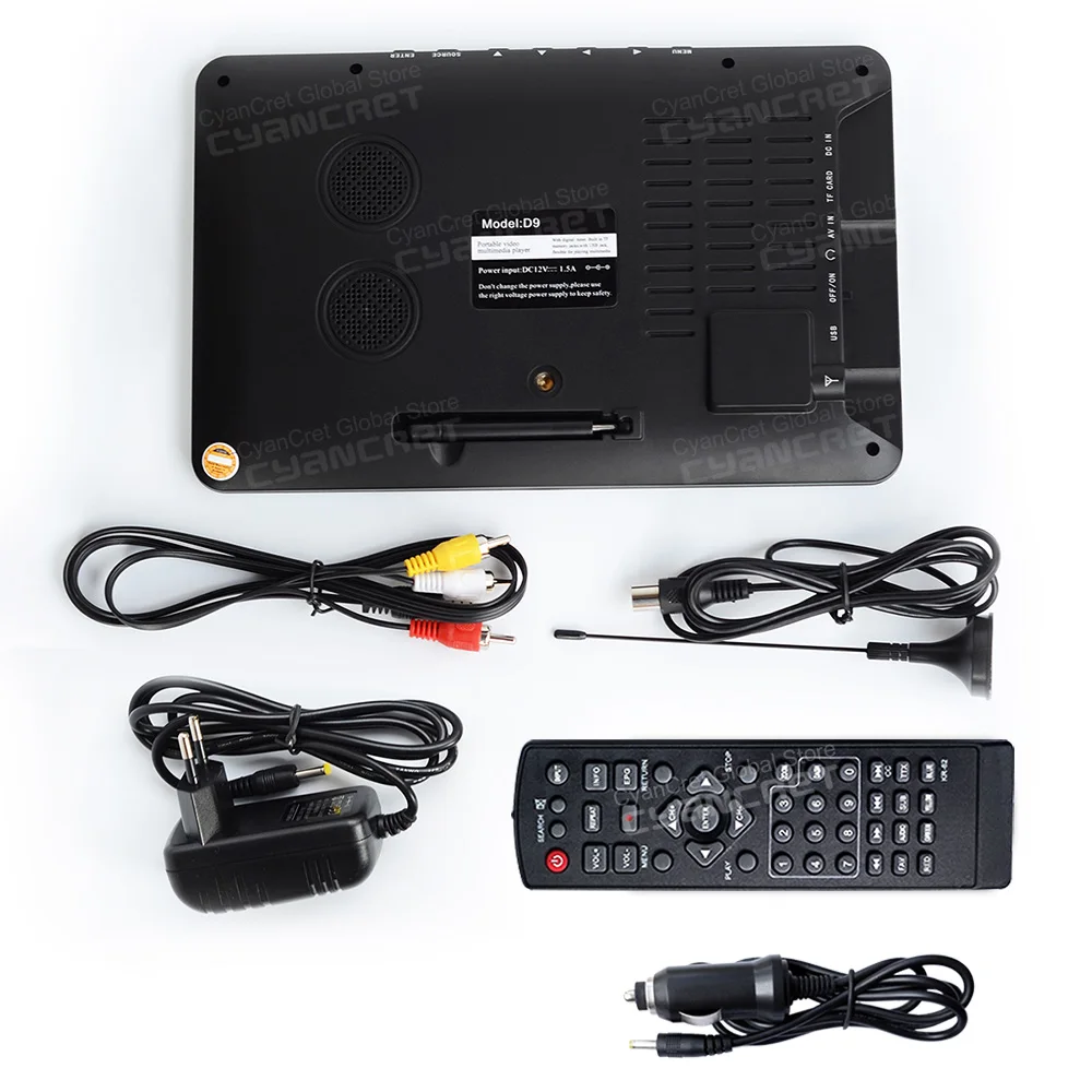 Leadstar D9 9นิ้วทีวีขนาดพกพา DVB-T2 TTT ดิจิตอลและอนาล็อก TTT รถยนต์ขนาดเล็กรองรับ USB TF PVR MP4 AC3 H.265