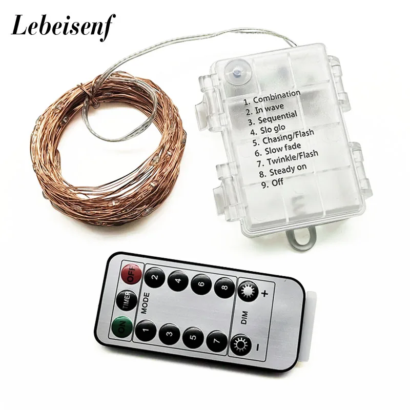 8 Chế Độ Điều Khiển Từ Xa LED Tiên Đèn Pin Hoạt Động Chống Thấm Nước Dây Đèn Ngoài Trời Cho Đám Cưới Tiệc Hóa Trang Trí