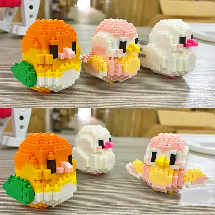 Creative DIY การ์ตูนน่ารักนก, นกแก้ว, นกกระจอก, บล็อกตัวต่อสัตว์, นกประกอบของเล่น, ของขวัญตกแต่งบ้าน