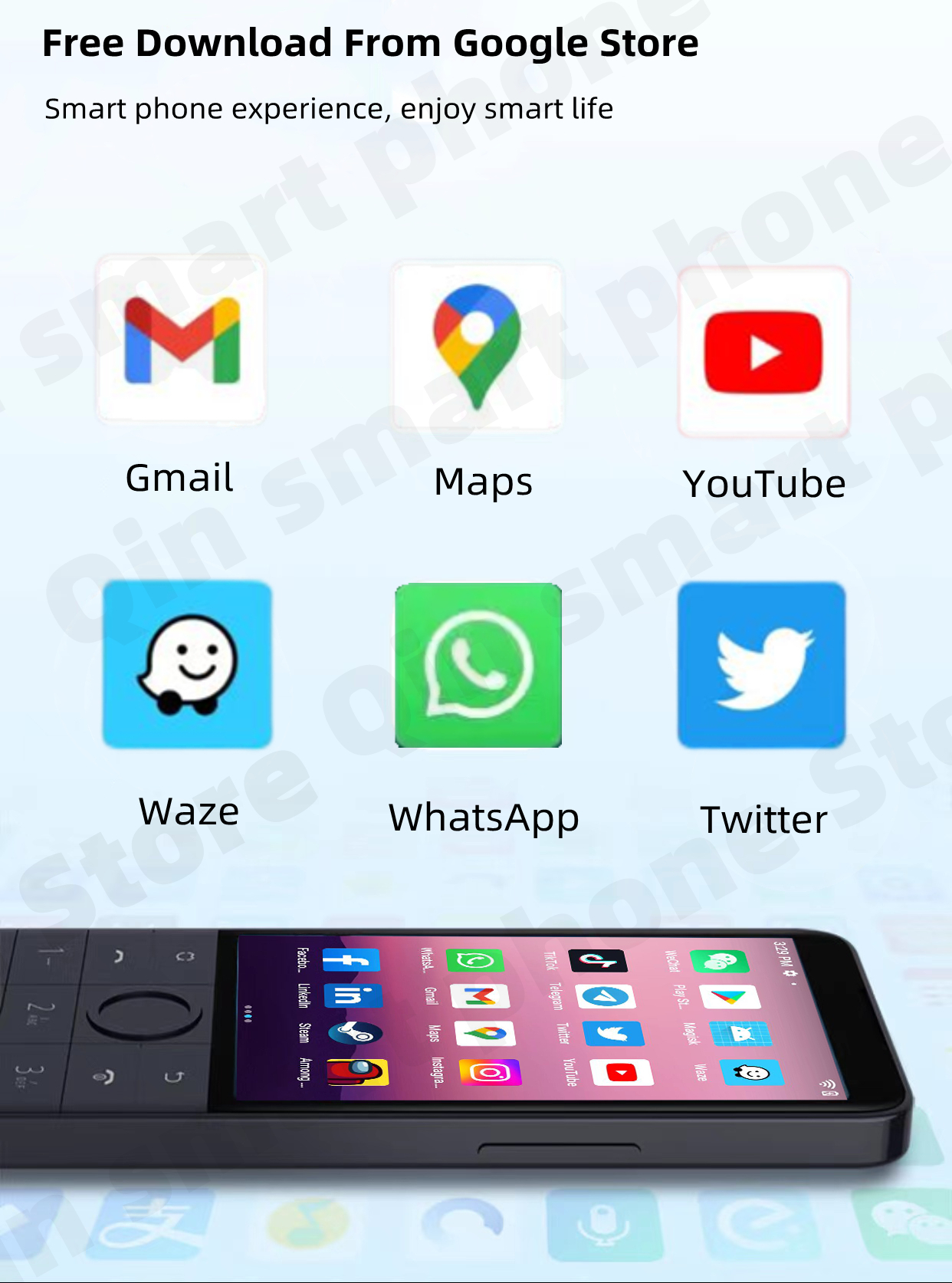 Qin F22 Pro compatible con Google versión MTK Helio G85 Wifi 3,54 pulgadas Octa Core Bluetooth 5,0 640*960 teléfono con pantalla táctil
