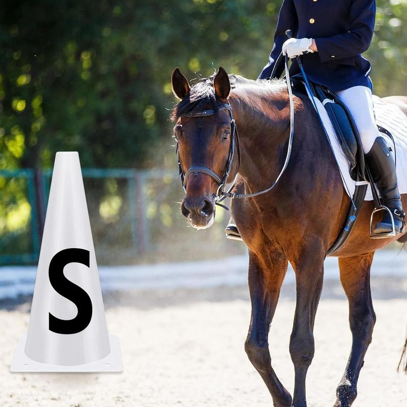 Equipo de entrenamiento para caballos, conjunto de conos de letras de vendaje blanco portátil, equipo de entrenamiento para caballos, cono de entrenamiento deportivo apilable