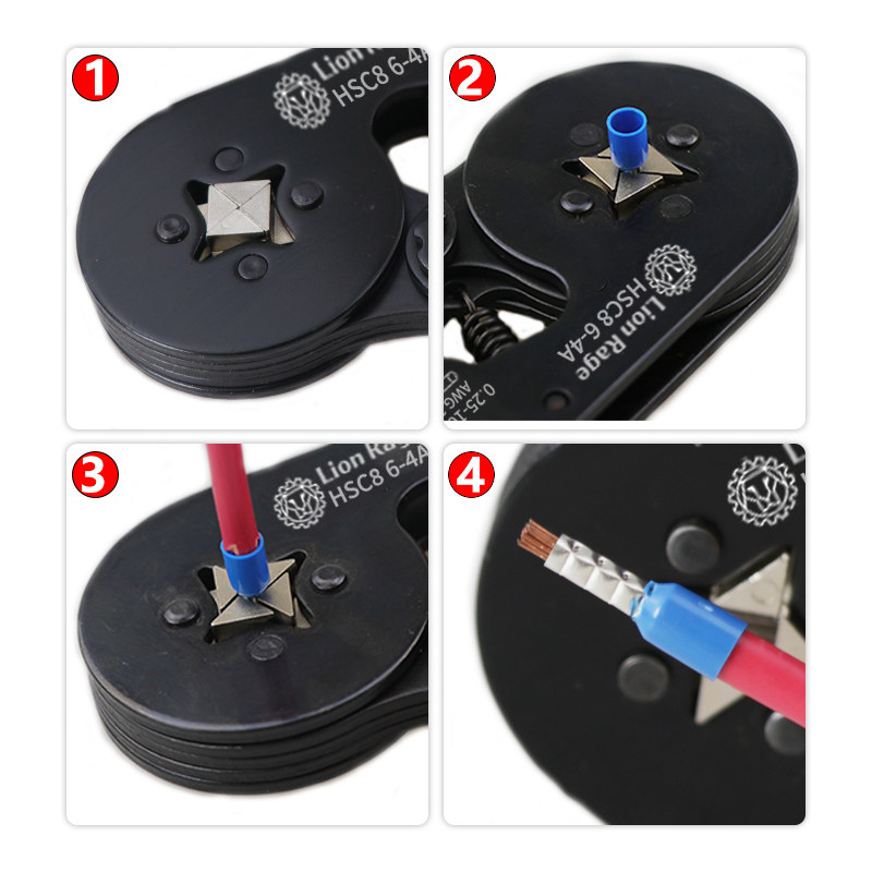 Crimping tool HSC8 6-4 0.25-10mm for ferrule tubular terminals ² 23-7AWG Ferrule Crimping Clamp Set Wire Head Electrician Tools