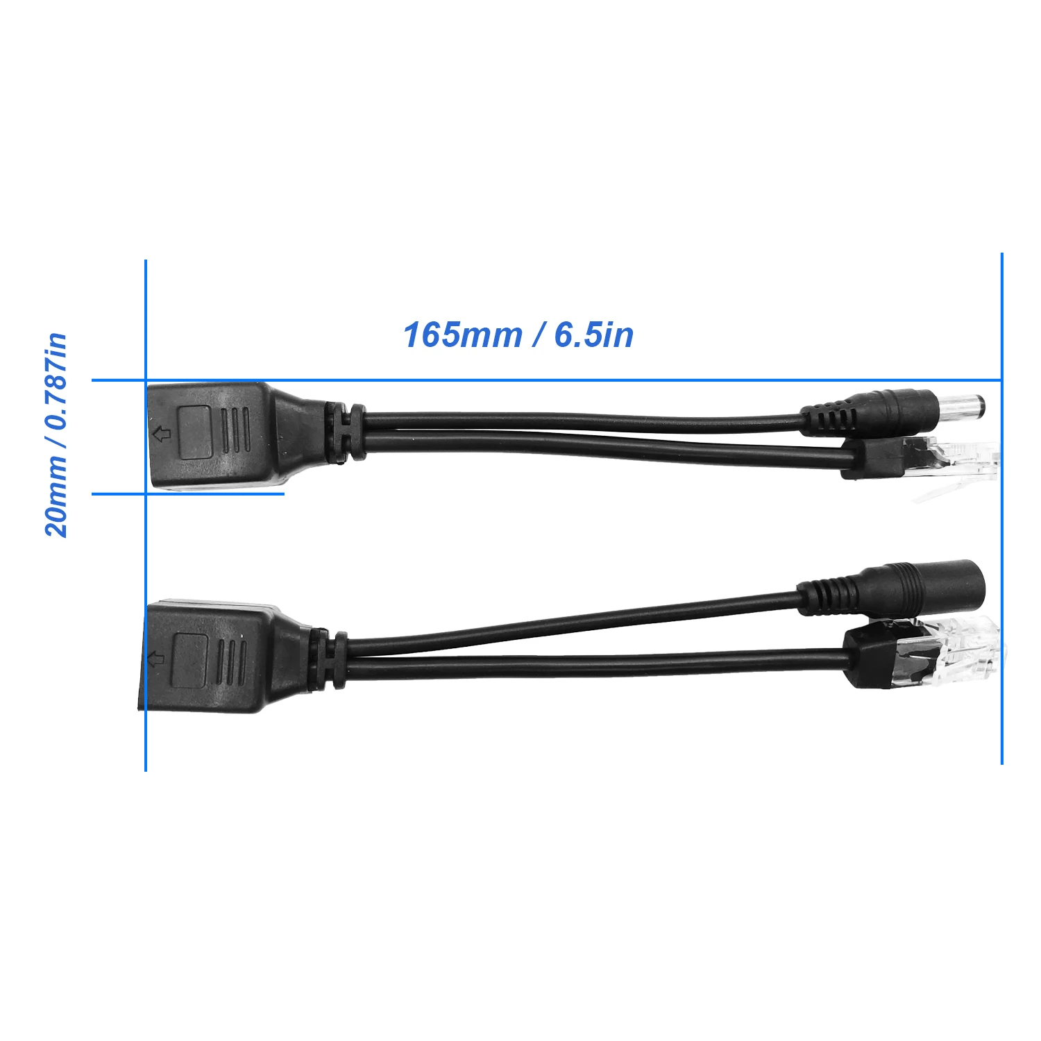 Jienuo poe divisor waterprrof com cabo adaptador de vídeo e alimentação rj45 12v-48v módulo de fonte injetor para extensor de câmera ip