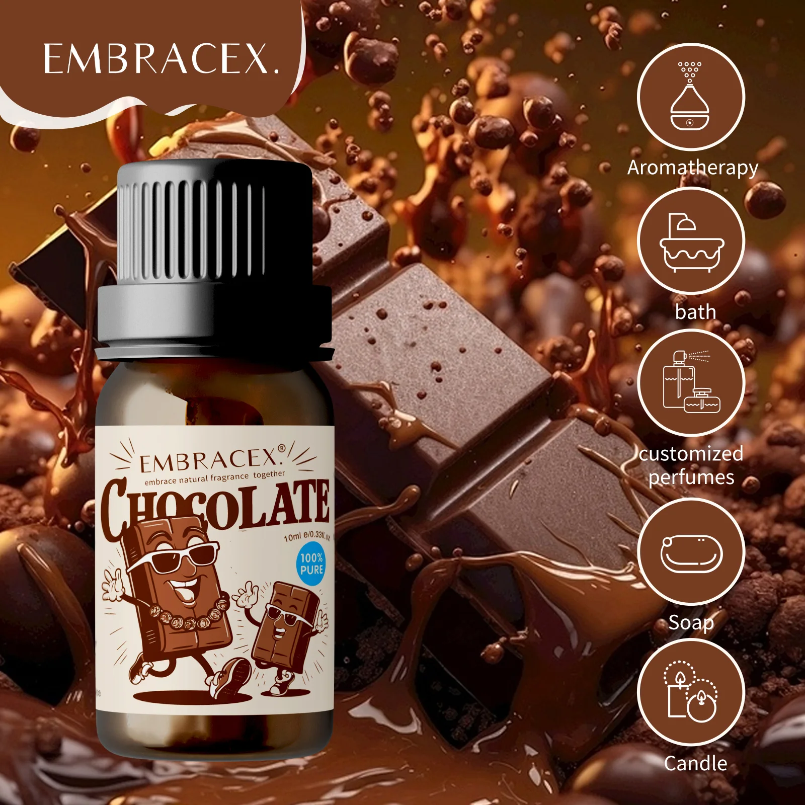 Huiles essentielles de Parfum au chocolat, huiles d'aromathérapie, Parfum sucré, cadeaux amusants pour femmes, 10ml