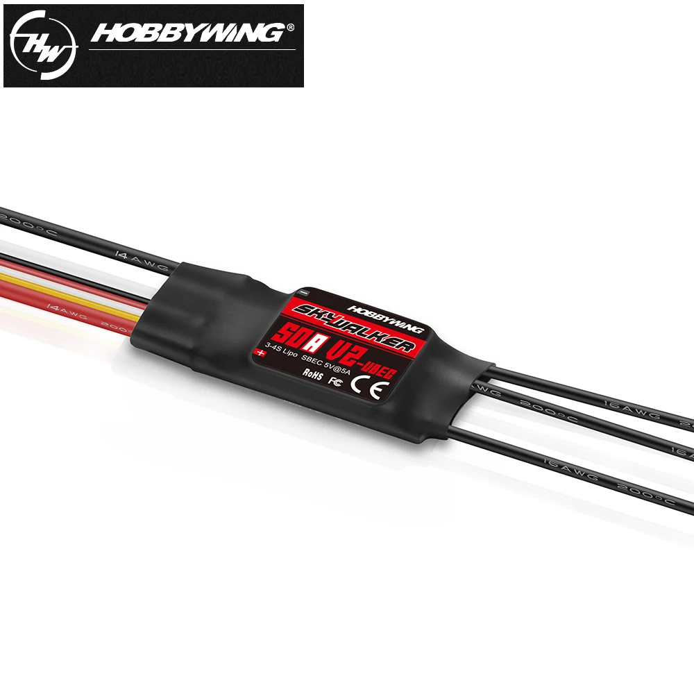 Hobbywing Skywalker 15A/30A/40A/50A/60A/80A/100A V2 controlador de velocidad ESC con UBEC para RC FPV Quadcopter aviones helicóptero