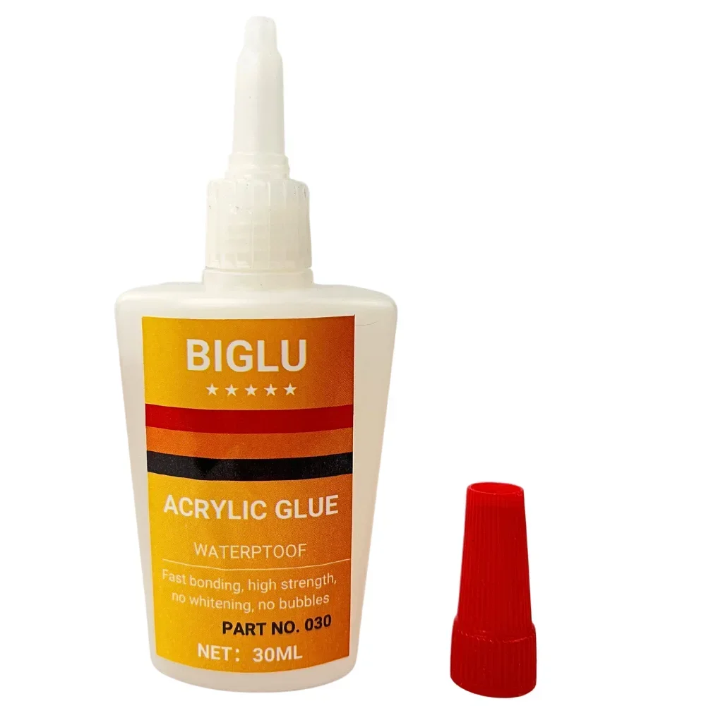 Pegamento acrílico adhesivo BIGLU de 30ML para placa de tubo acrílico PMMA PC, súper pegamento instantáneo, pegamento de plexiglás resistente al agua