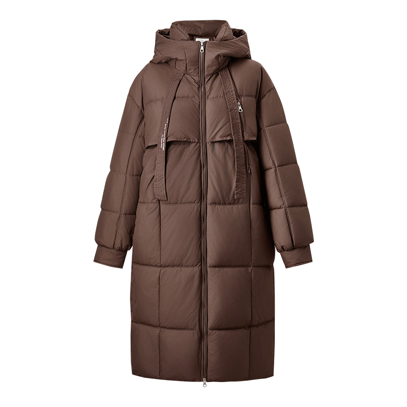 Sentubila feminino longo parkas 2025 inverno estofamento casaco oversized suporte pescoço com capuz zíper quente outerwear roupas femininas w44m58169