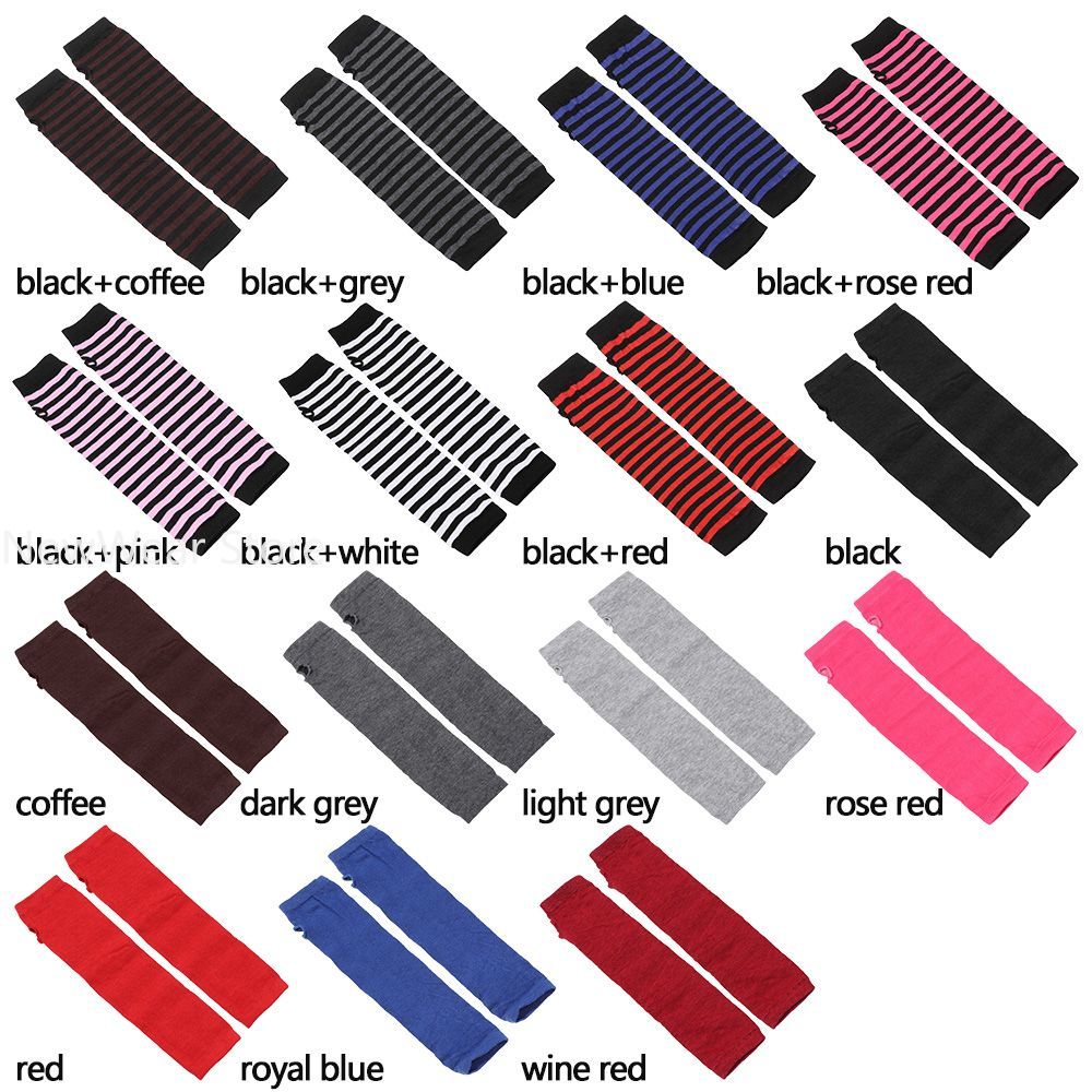 Guantes largos clásicos sin dedos de algodón para mujer y niña, pulsera, calentador de brazo, manopla de codo a rayas de manga larga, guantes tejidos