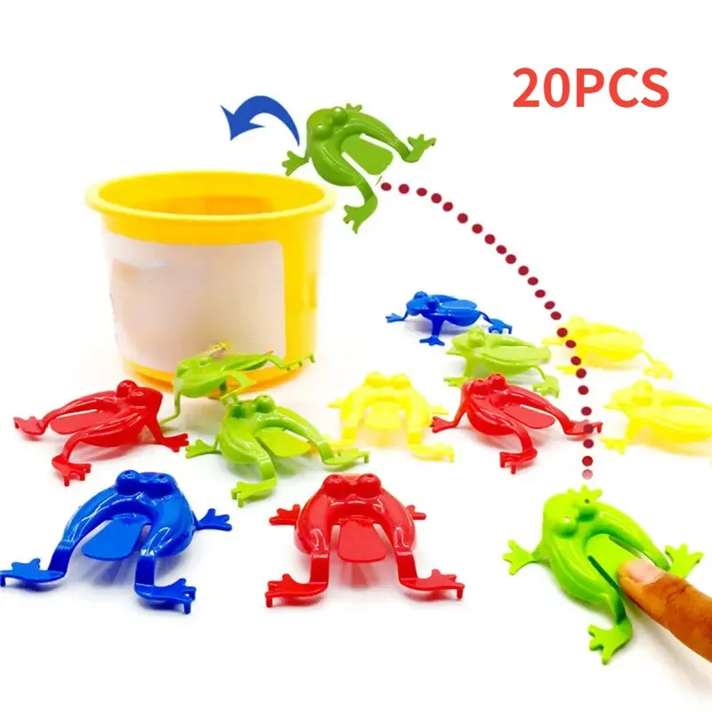 20 sztuk jednokolorowa skacząca żaba plastikowa odbijająca się żaba skacząca żaba zabawka edukacyjna dla dzieci, prezent dla dzieci upominki na przyjęcie, urodziny