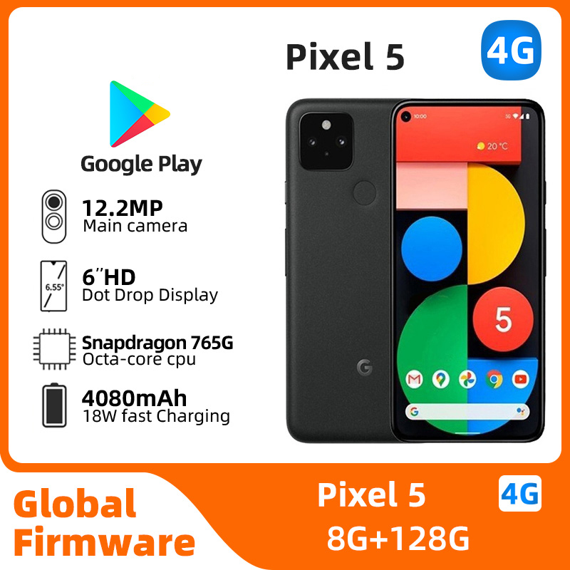 Google-teléfono inteligente Pixel5 5G, CPU, Qualcomm, Snapdragon 756G, capacidad de batería de 4080mAh, cámara de 12MP, original, usado