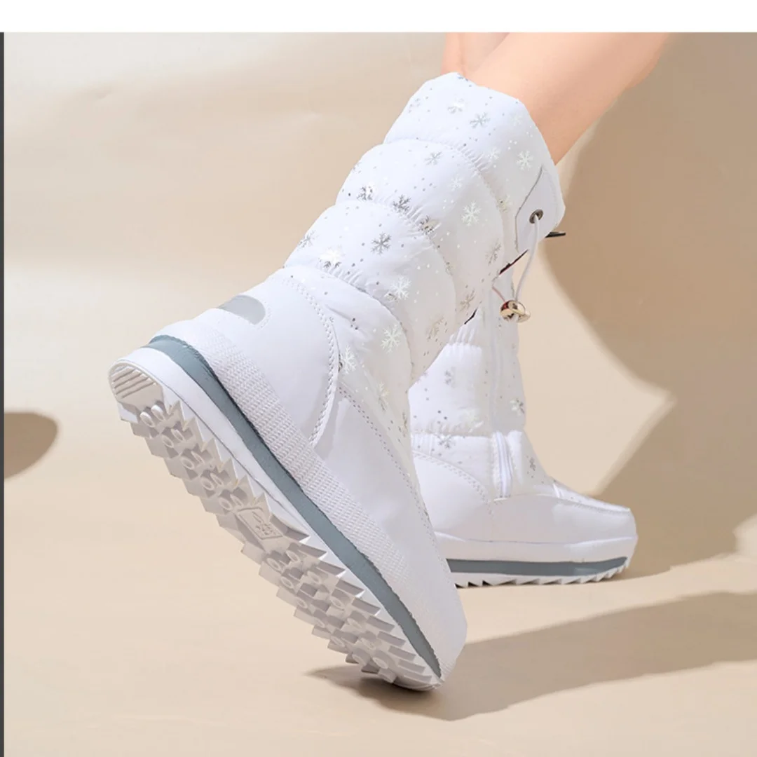 Botas de invierno para mujer, botas de nieve con plataforma, impermeables, antideslizantes, gruesas, de felpa, cálidas, a media pantorrilla, zapatos de invierno