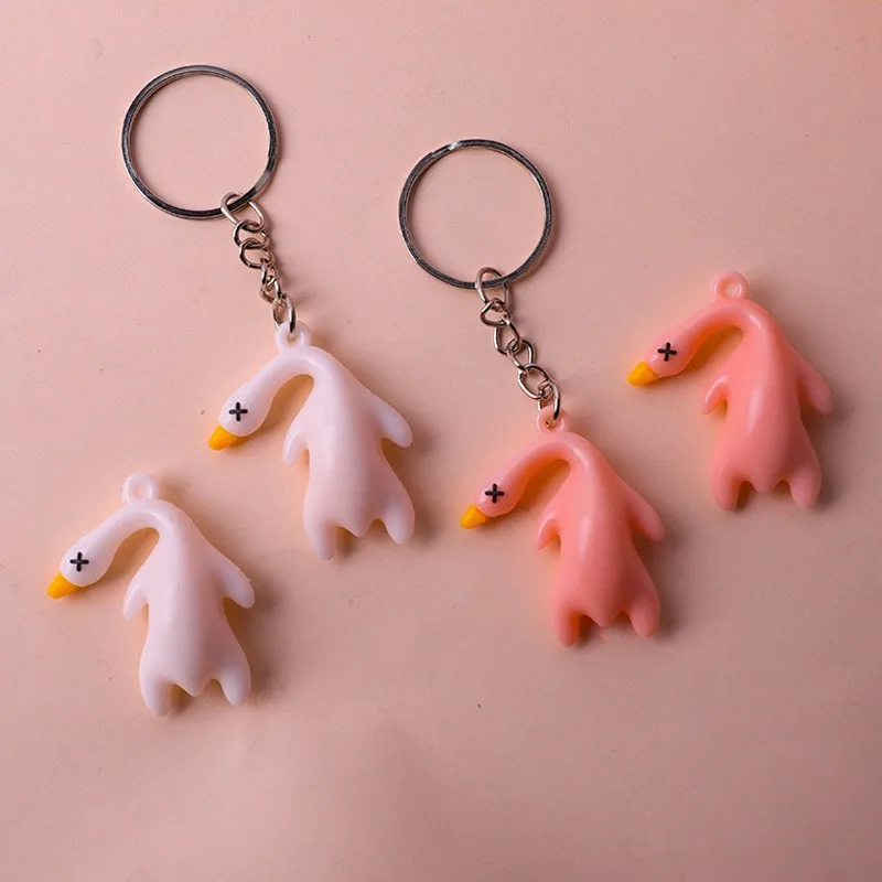 Monking Funny Color Change Duck Keychain UV Photochromic Simulation Roast Duck Car Pendants Keyring for Handbag Accessories Gift