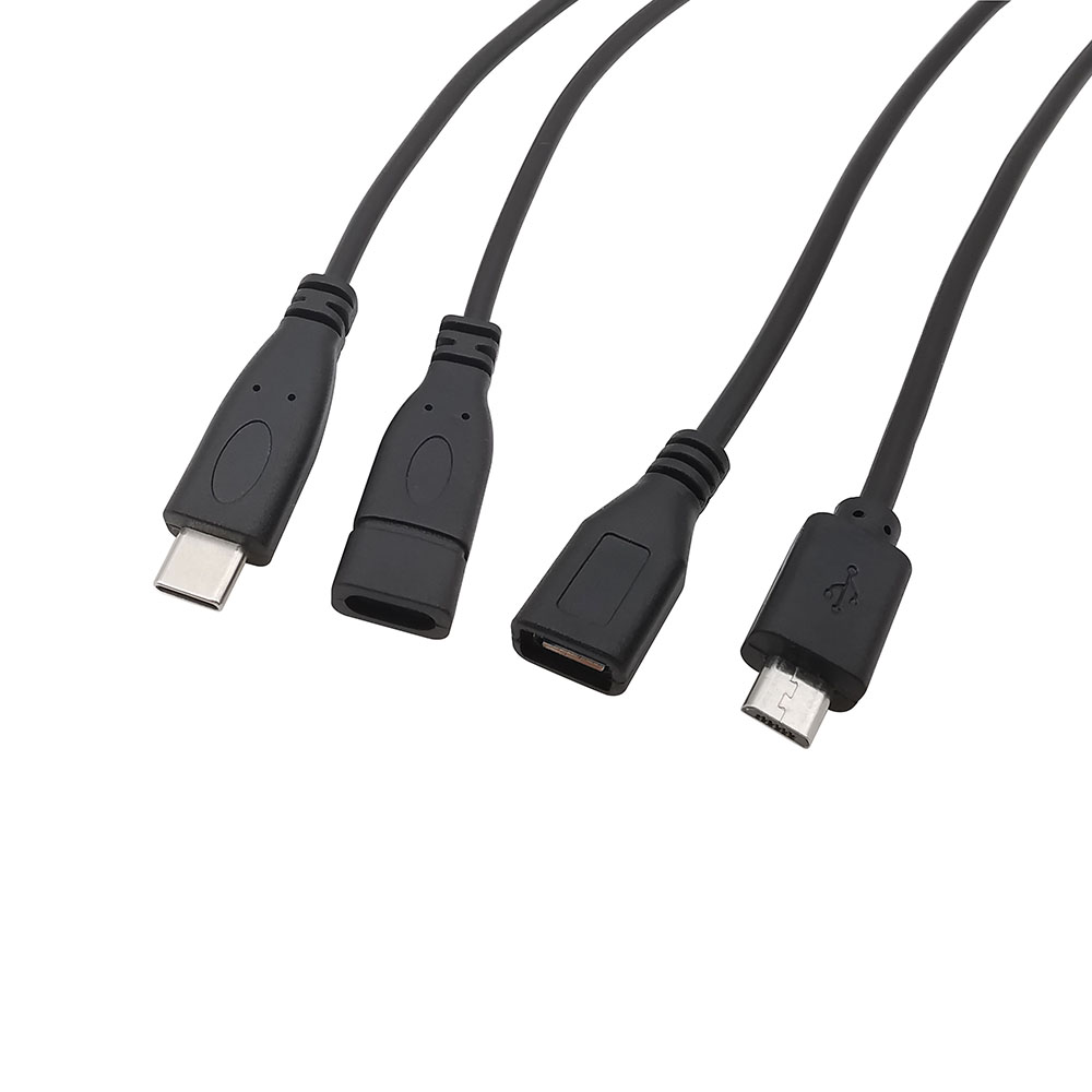 1 шт. 2-контактный 4-контактный разъем для зарядного устройства Micro USB / Type C USB 2.0 Тип A Мужской Женский Удлинительный кабель питания Провод DIY Линия передачи данных