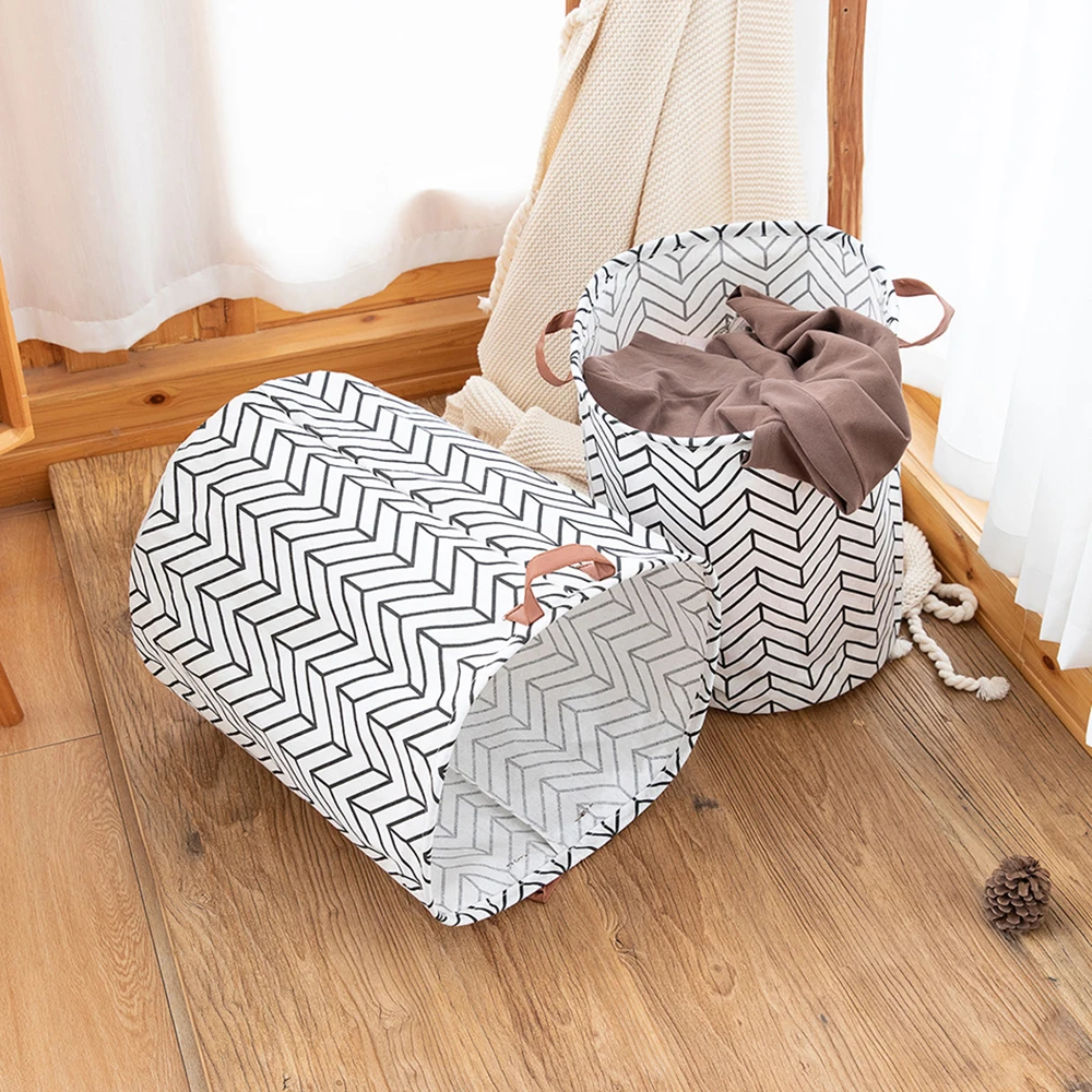 Cesta de roupas sujas do agregado familiar balde de armazenamento de brinquedos tecido xadrez algodão linho cesta de roupas sujas grande dobrável à prova dwaterproof água stora