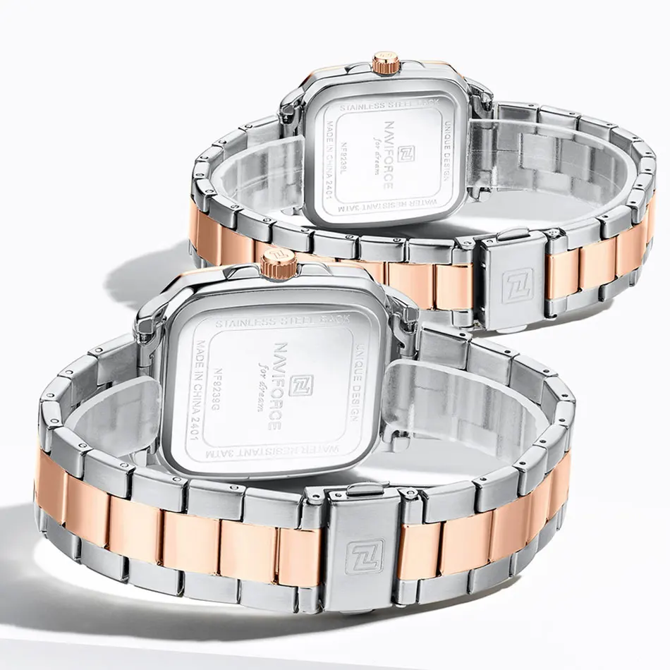 NAVIFORCE นาฬิกาคู่กันน้ํา Casual แฟชั่นผู้หญิงผู้ชายนาฬิกาควอตซ์สุภาพสตรีสแตนเลสคุณภาพสูงนาฬิกา Lover วันที่ของขวัญ