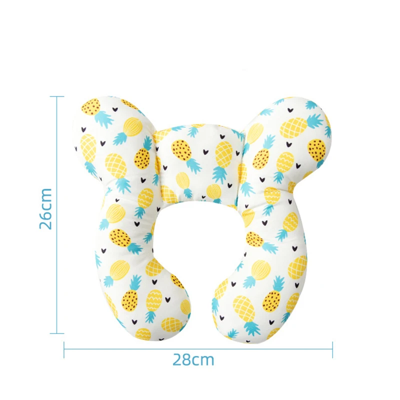 Nueva almohada en forma de U de dibujos animados para niños, almohada suave de algodón para bebés, almohada para niños de coche de viaje, almohada multifuncional para cochecito
