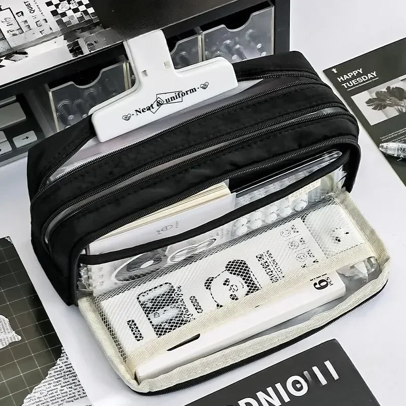 Astuccio trasparente a 5 strati con grande capacità e materiale scolastico dal design leggero Astucci per ragazze