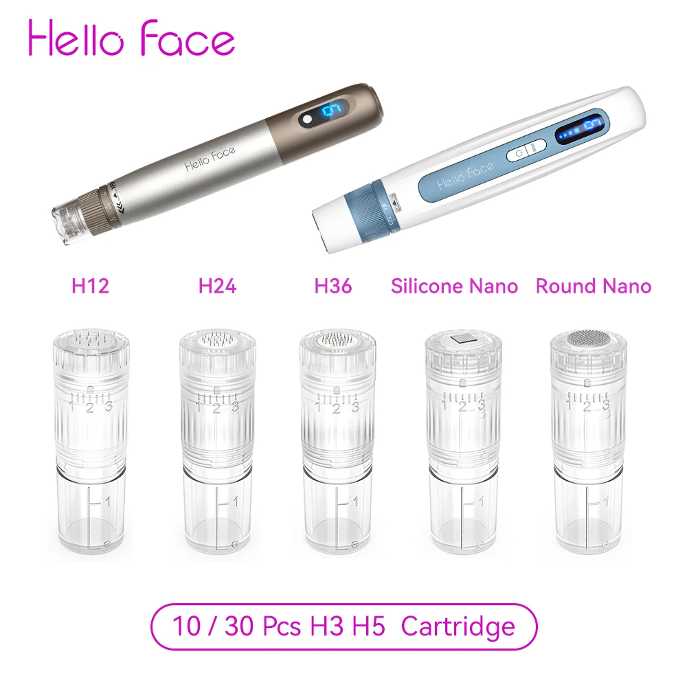 Hello Face Derma Pen H3/H5 Nadelkartusche, 12-polige Nadel, Nano-HR-Siliziumchip, Nano-Spitze, funktioniert für Hydra-Stift, Microneedling-Gerät
