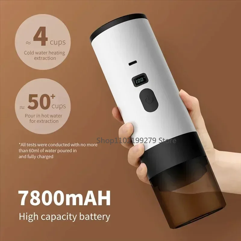 Draadloos elektrisch draagbaar espressomachine voor auto en thuis Camping Koffiezetapparaat Capsule Poeder Reizen
