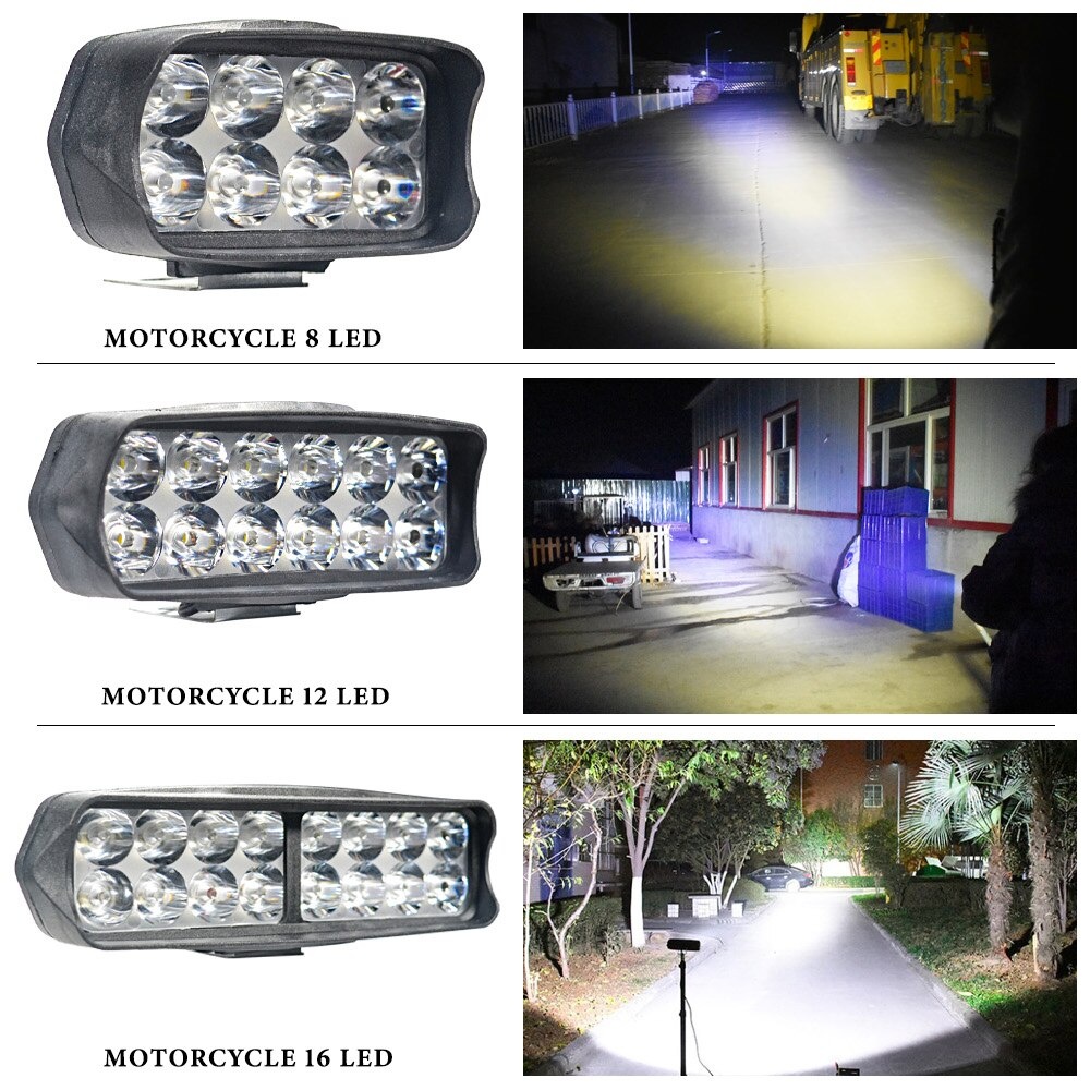 1PCS 오토바이 12V 80V 운전 조명 높은 Brighess 8/12/16/30 LED 방수 보조 헤드 라이트 외부 스포트 라이트