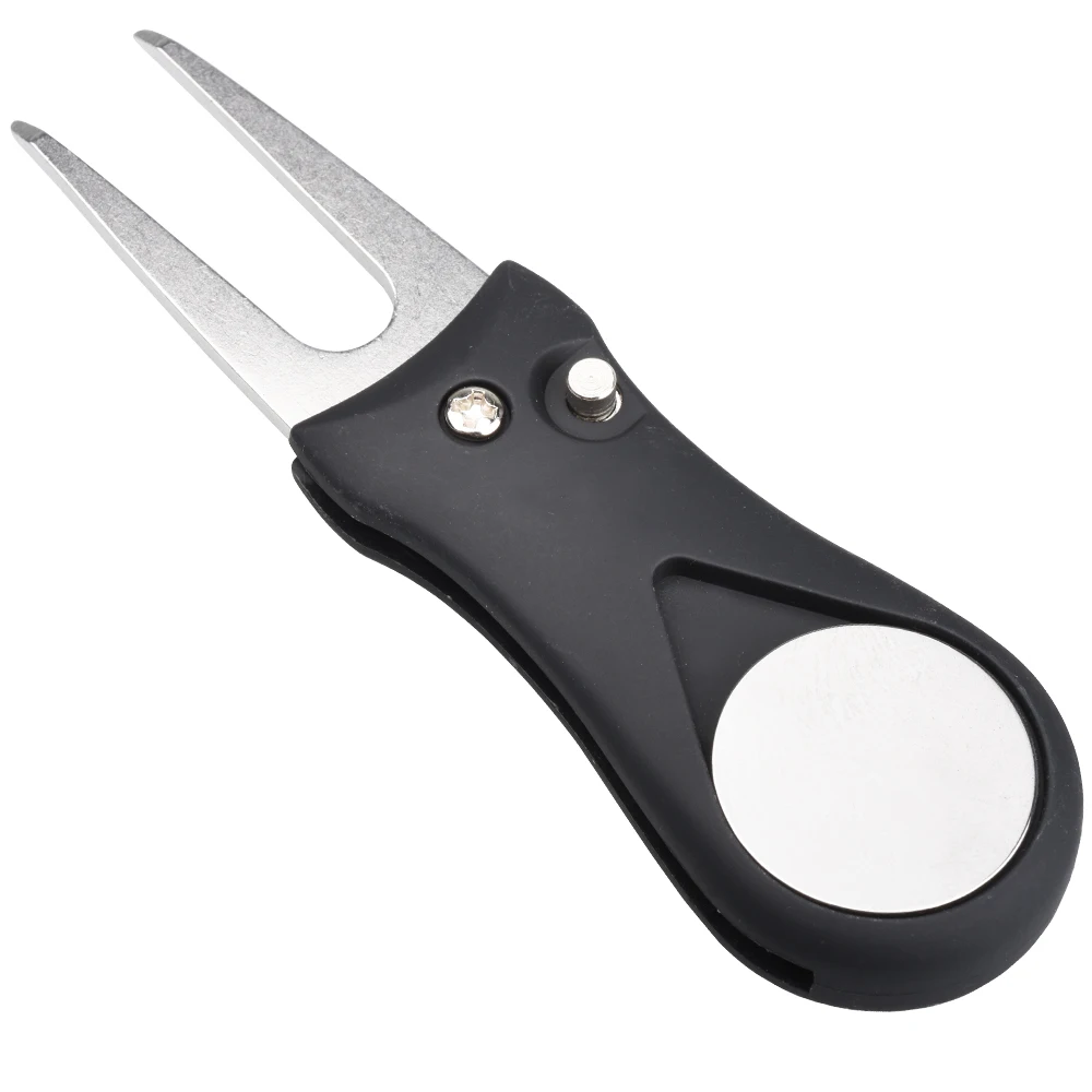 1PCS Foldable Golf Divot Repair Tool with Ball Marker - Switchblade Style Pitch Fork & Groove Cleaner Portable Golf Accessories
