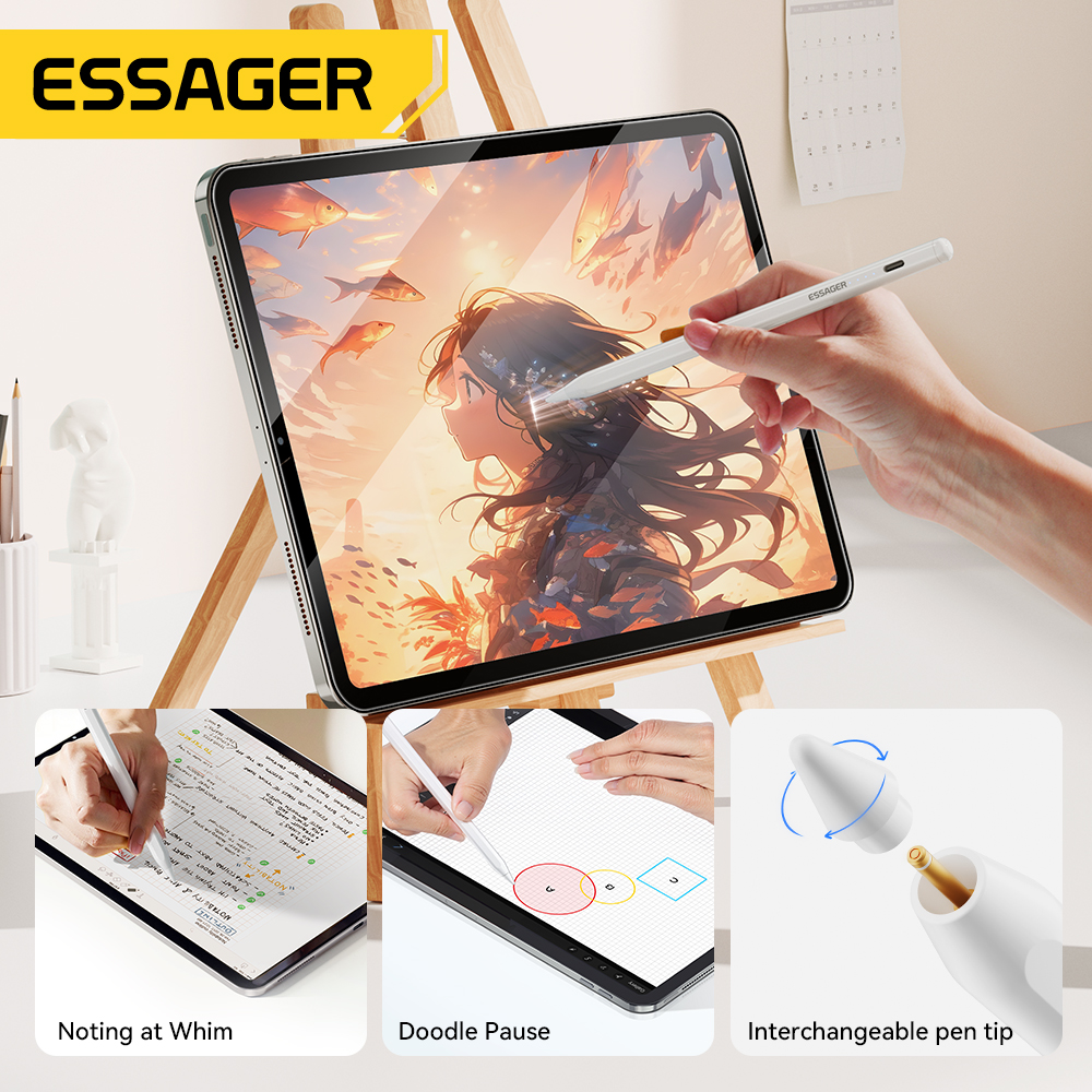 Магнитный стилус Essager для iPad Apple Pencil USB Type C с зарядкой для 2022 2021 2020 2019 2018 2015, аксессуары для карандашей iPad