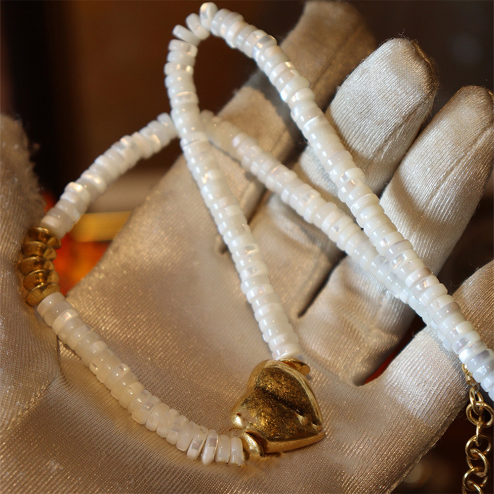 Vintage artesanal Beading coração pingente colares para mulheres e meninas, moda jóias acessórios