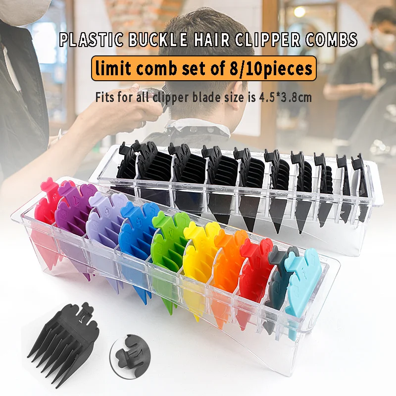 Cortador de cabelo colorido Plastic Men, Limit Comb, Salon Barber, Guia de corte, acessório de substituição, aparador de cabelo, Styling Tool, 8 pcs, 10pcs