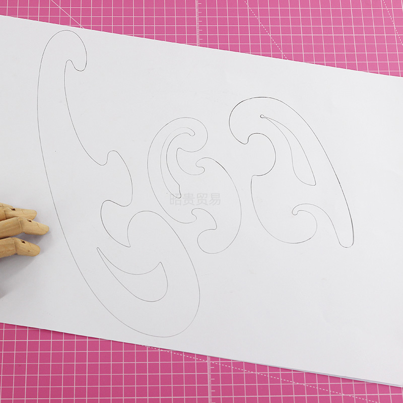 French curve ruler, a set of 3,5.3”, 6.3”, 12.6” curve board drawing template ruler three-piece animation animation sewing ruler